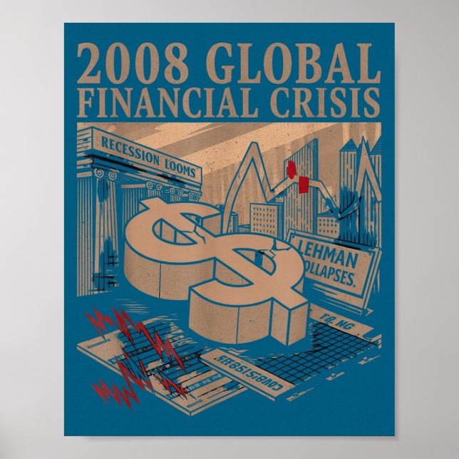 Affiche 2008 Global Financial Crisis Men Women Economic Hu (Devant)