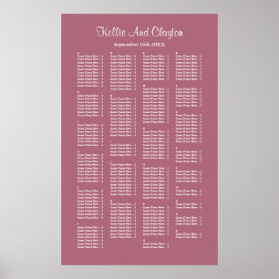 Affiche 200 Burgundy Simple Wedding Seating Chart