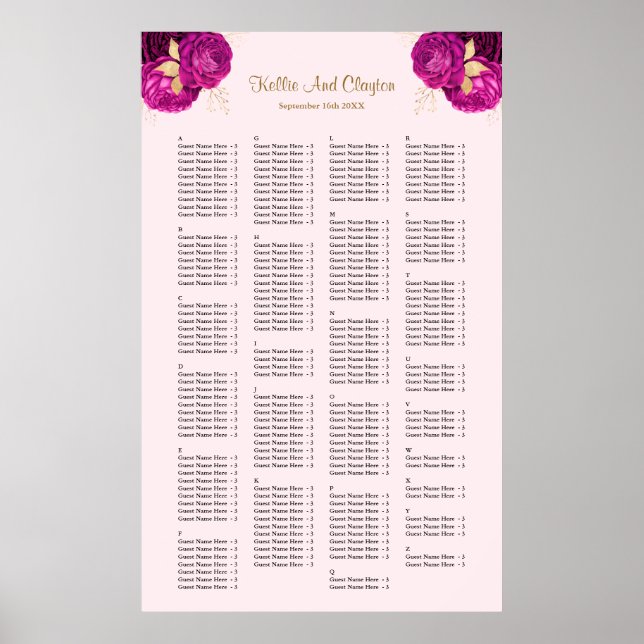 Affiche 200 Places Mariages Rose Et Or (Devant)
