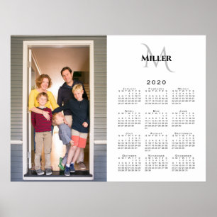 Affiche 2020 Calendrier personnalisé Nom du monogramme pho
