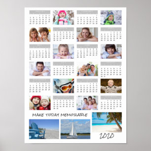 Affiche 2020 Calendrier Photo Collage de votre dire gris