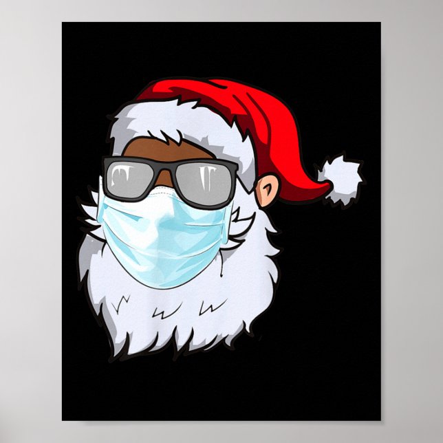 Affiche 2020 Père Noël avec masque facial noir afro-améric (Devant)