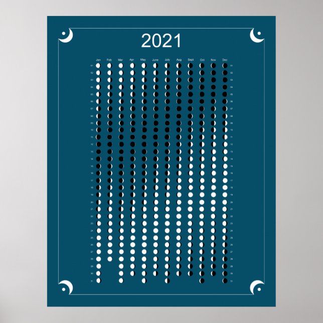 Affiche 2021 - Calendrier Lunaire Bleu (Devant)