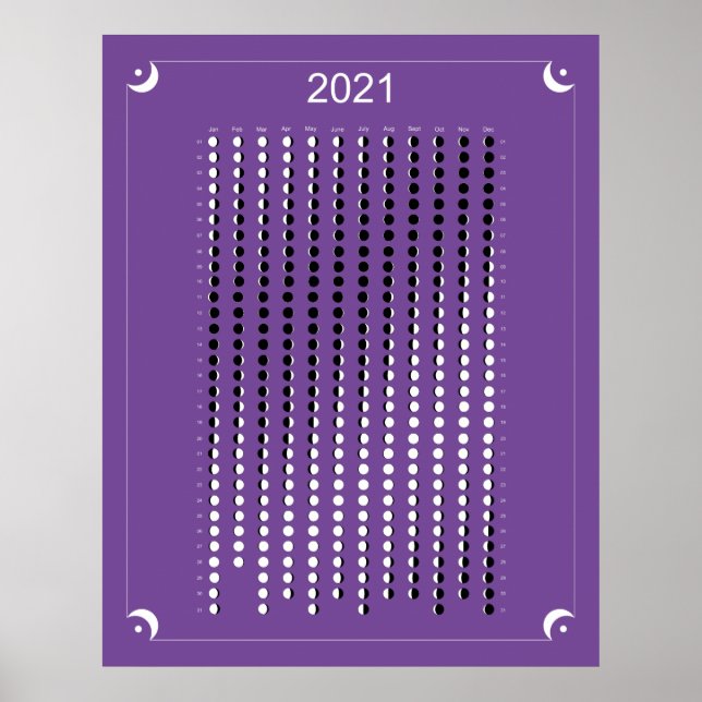 Affiche 2021 - Calendrier Lunaire Violet (Devant)