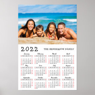 Affiche 2022 Calendrier Famille Photo Nom personnalisé