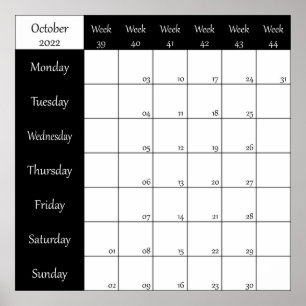 Affiche 2022 Octobre planificateur numéro de puits