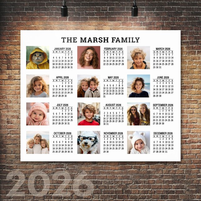 Affiche 2022 Voir l'année complète Calendrier avec 12 Phot (2026 Calendar Poster)