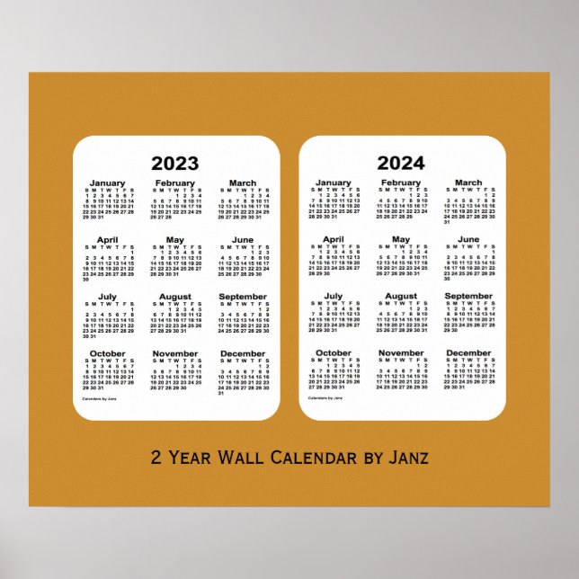 Affiche 2023-2024 Gold 2 Year Wall Calendar par Janz (Devant)