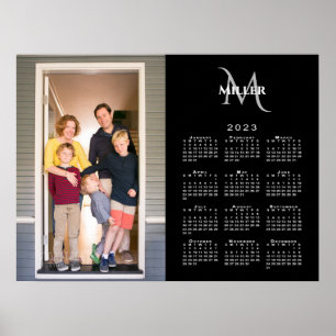 Affiche 2023 Calendrier Personnalisé Photo Monogramme Nom