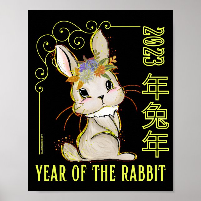 Affiche 2023 YEAR OF THE RABBIT chinois nouvelle année cad (Devant)