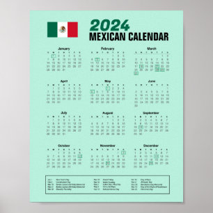 Affiche 2024 Calendrier mexicain Télécharger PDF 3,95 $