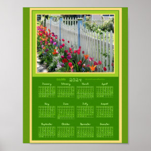 Affiche 2024 Calendrier Tulips Garden Photo imprimable ou