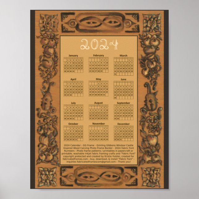 Affiche 2024 Calendrier Windsor Castle Grinling Gibbons Wo (Devant)