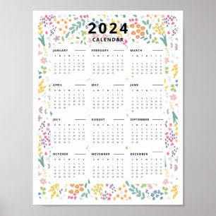 Affiche 2024 En un coup d'oeil Calendrier Fleur sauvage Mo
