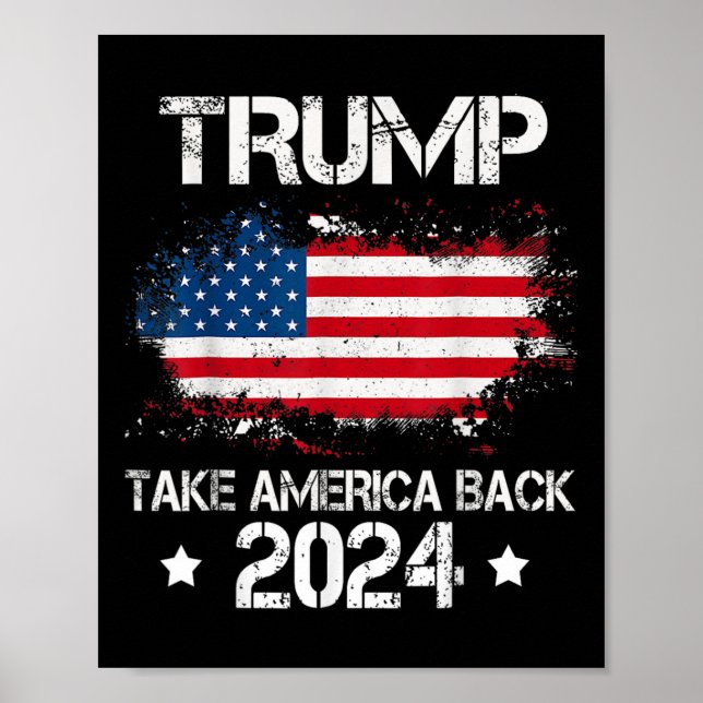 Affiche 2024 Reprendre l'Amérique aux élections du drapeau (Devant)