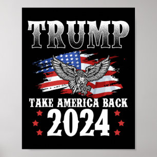 Affiche 2024 Reprendre l'Amérique Drapeau américain Trump