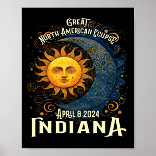 Affiche 2024 Solaire Eclipse Totalité Céleste Événement So