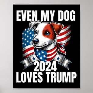 Affiche 2024 Terrier Chien Usa Drapeau Même Mon Chien Aime