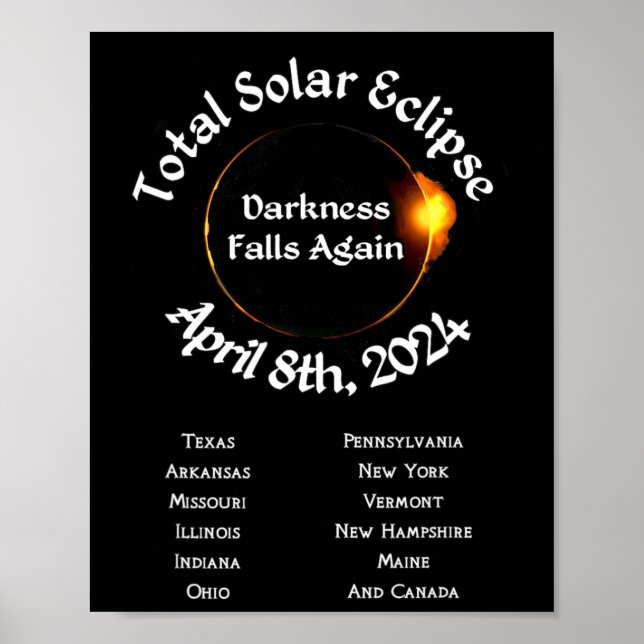 Affiche 2024 Total Eclipse Darkness Falls à nouveau (Devant)