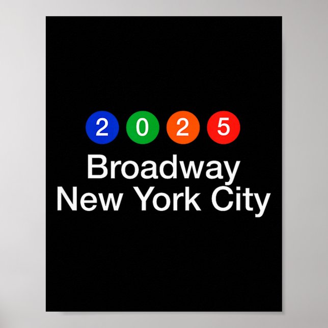 Affiche 2025 Broadway New York City Style de Nouvel An dan (Devant)