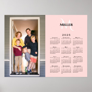 Affiche 2025 Calendrier Personnalisé Nom du monogramme pho