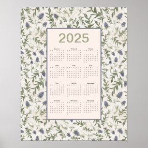 Affiche 2025 Chardon Calendrier de l'année complète
