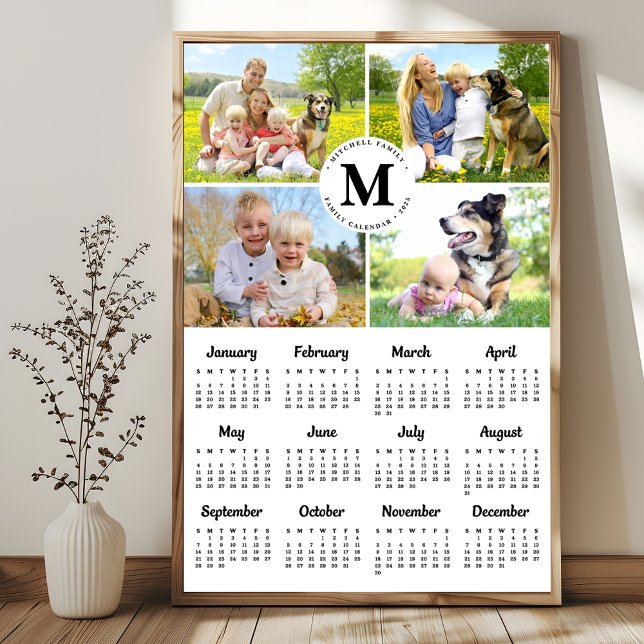 Affiche 2025 Famille moderne 4 Photo Collage Calendrier pe (Créateur téléchargé)