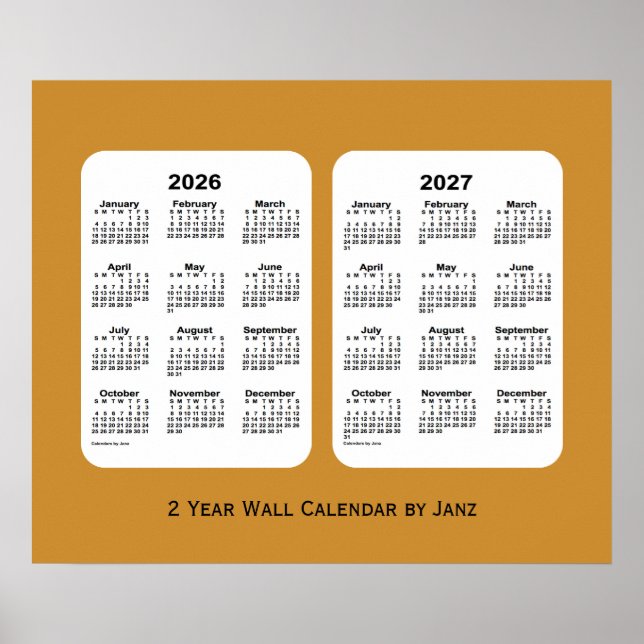Affiche 2026-2027 Gold 2 Year Wall Calendar par Janz (Devant)