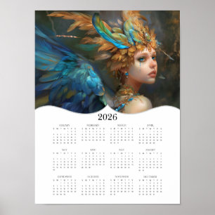 Affiche 2026 Angel Fairy Imaginaire Art Calendrier de l'an
