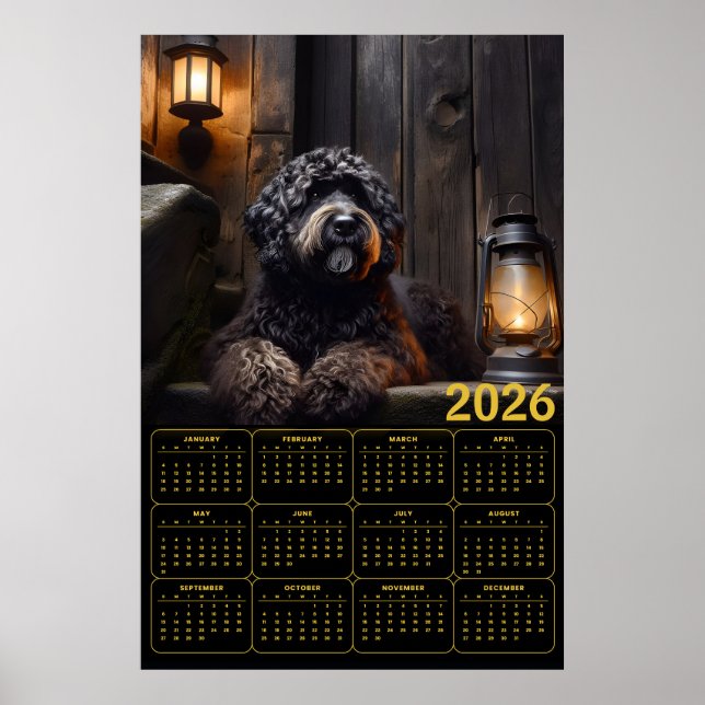 Affiche 2026 Black Goldendoodle Calendar (Devant)