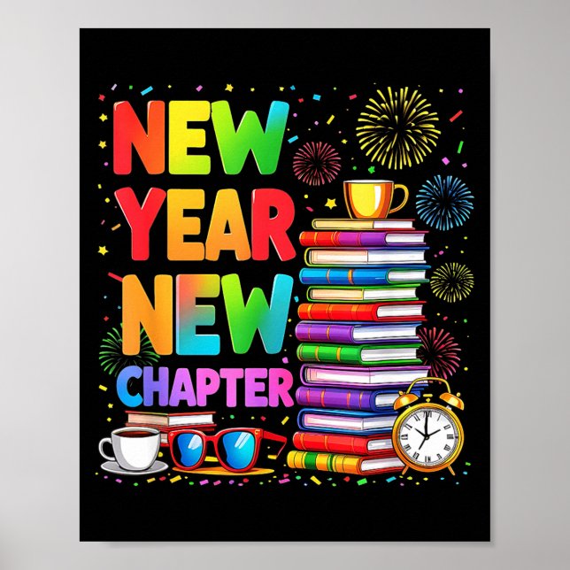 Affiche 2026 Bookworm Funny Happy New Year Chapter Book Lo (Devant)