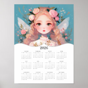 Affiche 2026 Cute Fairy Imaginaire Art Calendrier de l'ann