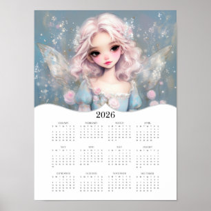 Affiche 2026 Cute Fairy Imaginaire Art Calendrier de l'ann