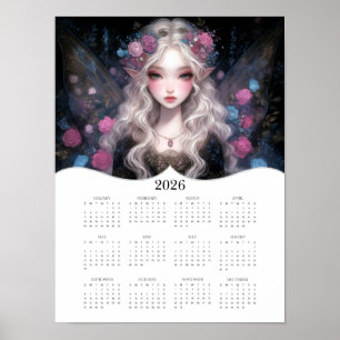 Affiche 2026 Cute Fairy Imaginaire Art Calendrier de l'ann