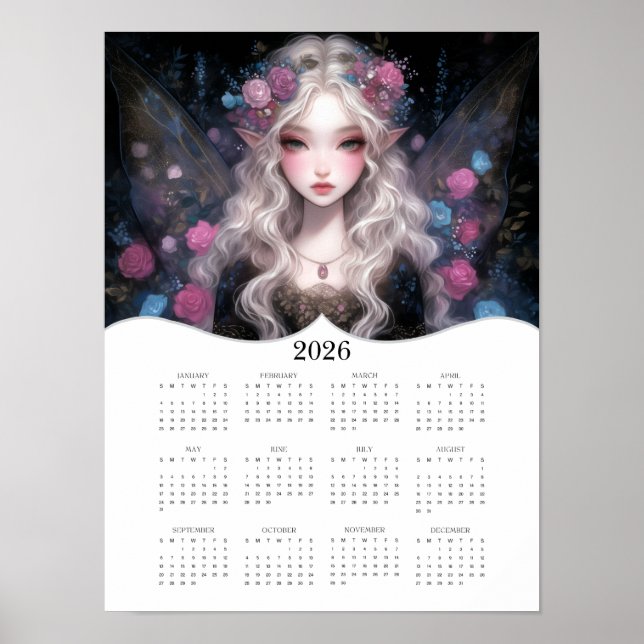 Affiche 2026 Cute Fairy Imaginaire Art Calendrier de l'ann (Devant)