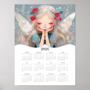 Affiche 2026 Cute Fairy Imaginaire Art Calendrier de l'ann