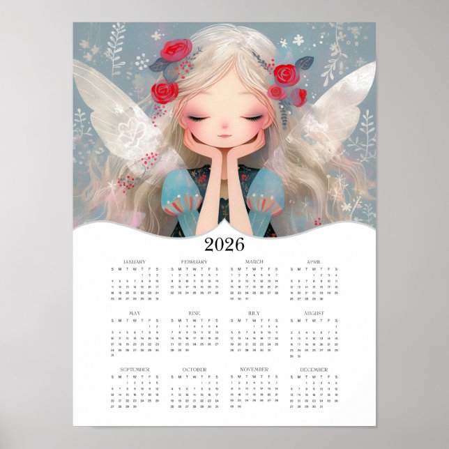 Affiche 2026 Cute Fairy Imaginaire Art Calendrier de l'ann (Devant)