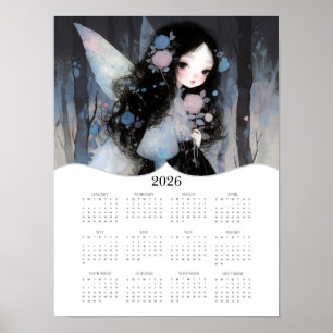 Affiche 2026 Cute Fairy Imaginaire Art Calendrier de l'ann