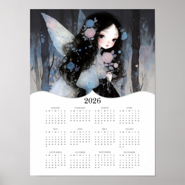 Affiche 2026 Cute Fairy Imaginaire Art Calendrier de l'ann (Devant)