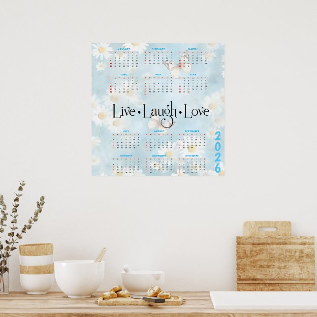 Affiche 2026 Daisy Butterfly Calendar (Cuisine)