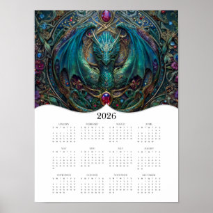 Affiche 2026 Dragon Celtic Imaginaire Art Calendrier de l'