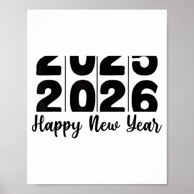 Affiche 2026 Happy New Year Bold Numbers Celebration Party (Devant)