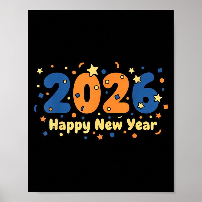 Affiche 2026 Happy New Year Fireworks Celebration  (Devant)