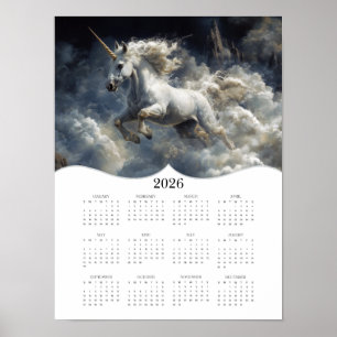 Affiche 2026 Imaginaire Unicorn plein année calendrier du 