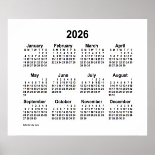 Affiche 2026 White Calendar by Janz Print