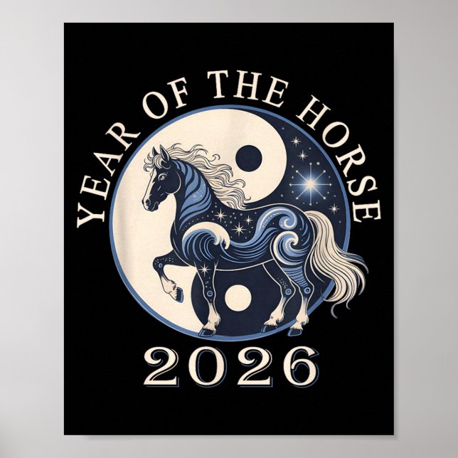 Affiche 2026 Year Of The Horse Chinese New Year,horse Grap (Devant)
