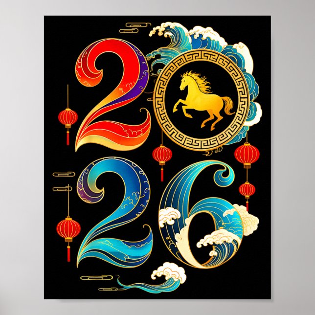 Affiche 2026 Year Of The Horse Lunar Chinese New Year 2026 (Devant)