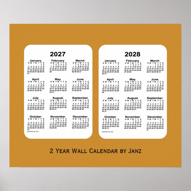 Affiche 2027-2028 Gold 2 Year Wall Calendar par Janz (Devant)