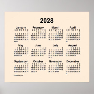 Affiche 2028 Antique White Calendar by Janz Print