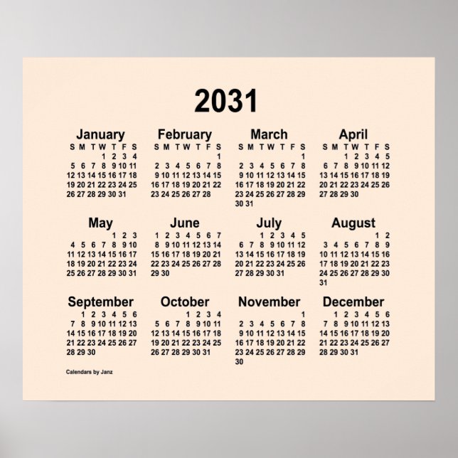 Affiche 2031 Antique White Calendar by Janz Print (Devant)